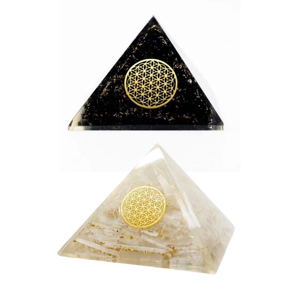 Yin Yang Orgonite Flower of Life Piramide Set - Bundel