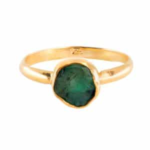 Geboortesteen Ring Ruwe Smaragd Mei - 925 Zilver Verguld