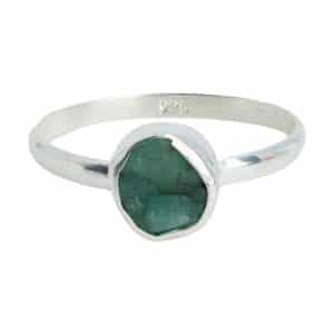 Geboortesteen Ring Ruwe Smaragd Mei - 925 Zilver
