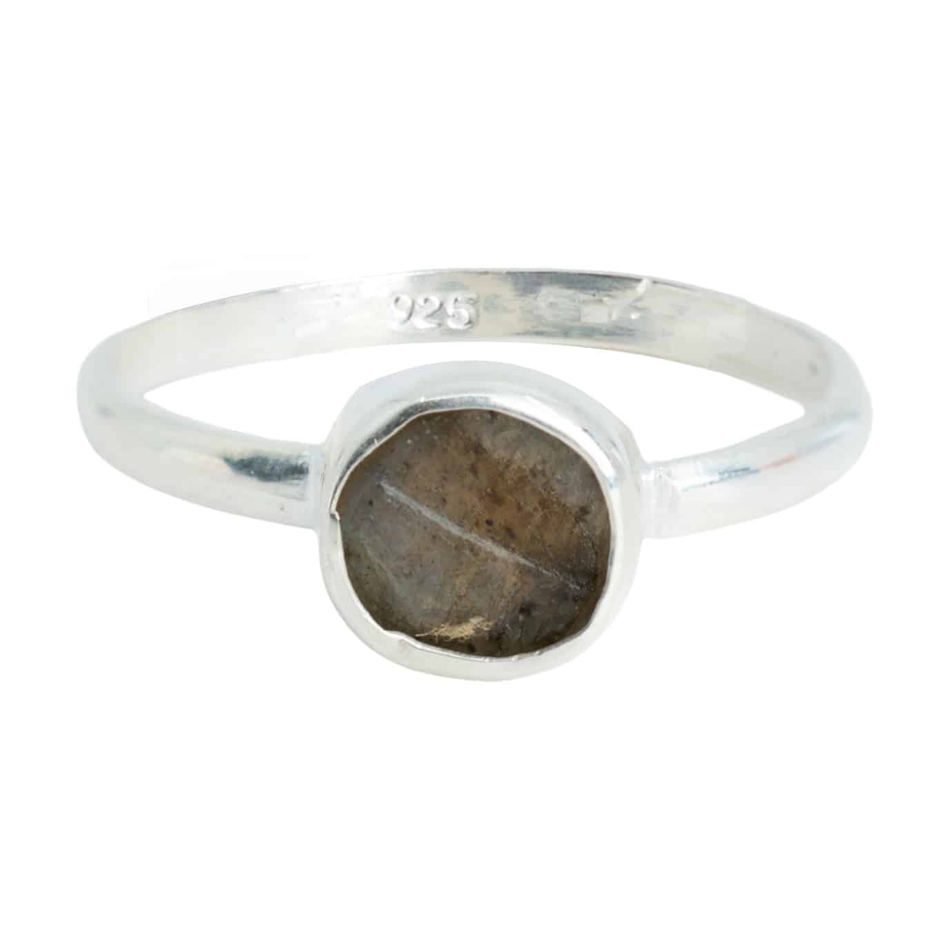 Edelsteen Ring Ruwe Labradoriet - 925 Zilver
