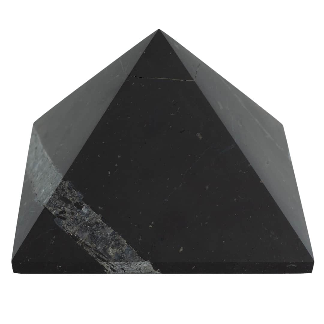 Edelsteen Piramide Shungiet met Ruwe Kwarts Ongepolijst - 100 mm