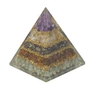 Orgonite Piramide - Amethist / Citrien  / Pyriet / Tijgeroog /  Groene Aventurijn (95 mm)