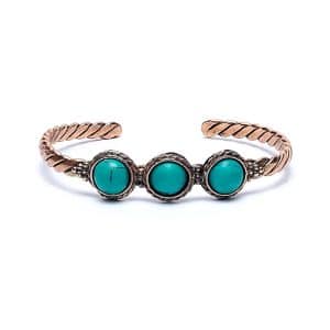 Gedraaide Armband met Turquoise Stenen - Koper & Messing