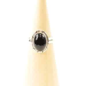 Zilveren Dakini Ring met Zwarte Onyx, Mt. 6/52, 10 gram