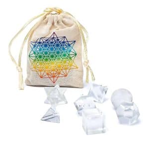 Bergkristal Heilige Geometrie Set, 7-Delige Edelsteen Collectie uit India