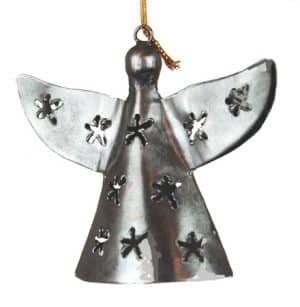 Zilverkleurige Metalen Engel Decoratiehanger van Sarana