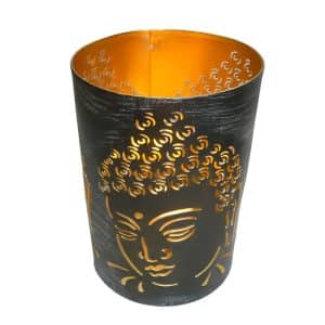 Koperkleurige Sarana Waxinelichthouder Boeddha van Metaal, 200 gram