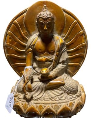 Koperen Boeddha met schild zwaar gewicht