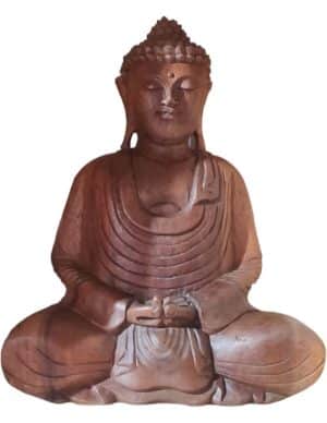 Houten Boeddha Beeld Meditatie Mudra Bali Indonesië