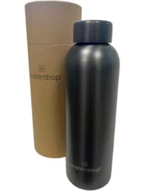 Stoere thermodrinkfles Waterdrop Steel Bottle 600 ml Charcoal Brushed