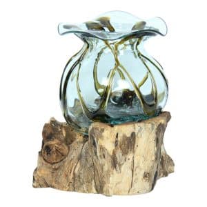 Bruin Glas met Drijfhout Decoratie, Middelgroot, Sarana