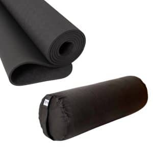 Yoga Mat en Yoga Bolster Set Zwart