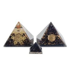 Zwarte Toermalijn Orgoniet Set voor Bescherming (3 Piramides)