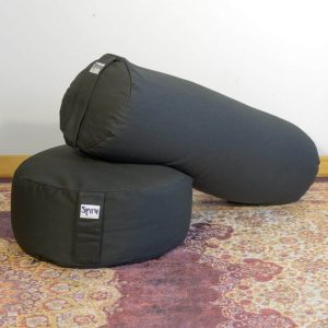 Zwarte Yoga Bolster & Meditatie Kussen Set